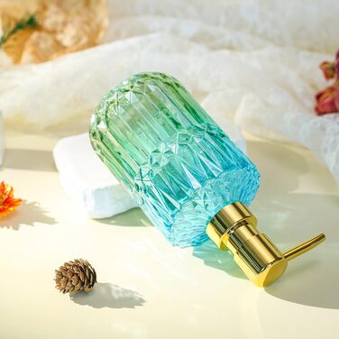 Скляний диспенсер для рідкого мила YunNasi - наповнюваний, для кухні, ванної кімнати, пральні (зелений, блакитно-зелений)