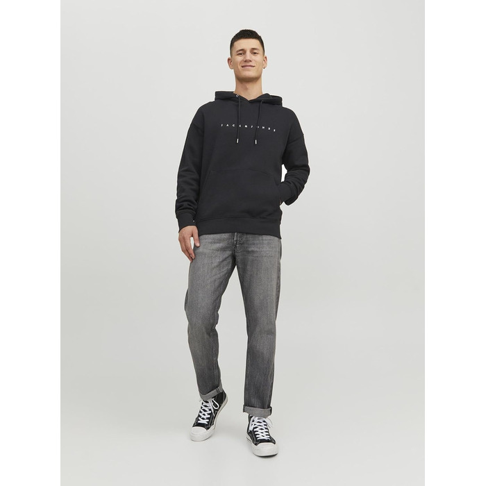 Чоловічий худі Jack & Jones JJestar JJ Sweat Hood, Relaxed Fit, чорний