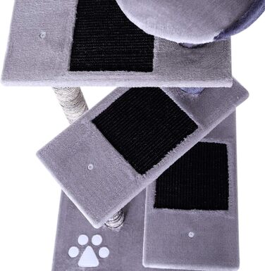 Драбина для котів Lionto з 3 платформами та затишним лежанкою, висота 100 см, котячий будиночок з сизалевим мотузком та м'яким плюшем, підходить для кошенят та великих котів, ідеальний догляд за кігтями, сірий/світло-сірий