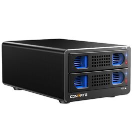 Зовнішній корпус для HDD/SSD CENMATE 802TC, 2 слоти 2.5/3.5 SATA, 10Gbps, USB 3.2 Type-A/C, з охолодженням та Hot Swap