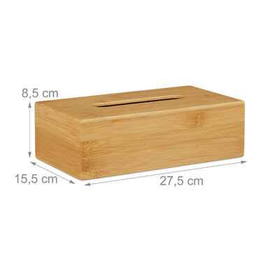 Relaxdays Cosmetic Tissue Box Bamboo 27.5 cm