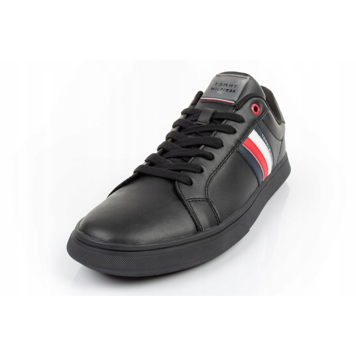 Оригінальні шкіряні кросівки Tommy Hilfiger на шнурівці, чорні, розмір 44