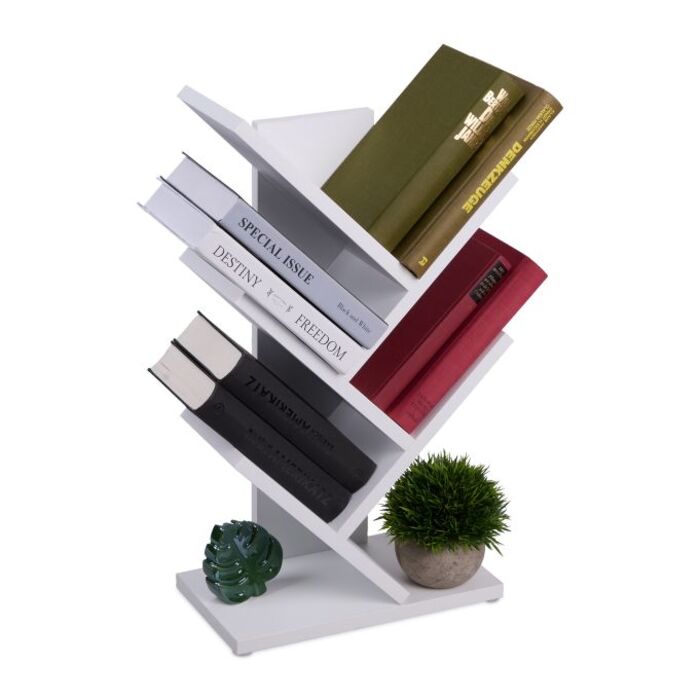 Relaxdays White Bookshelf in Tree Shape