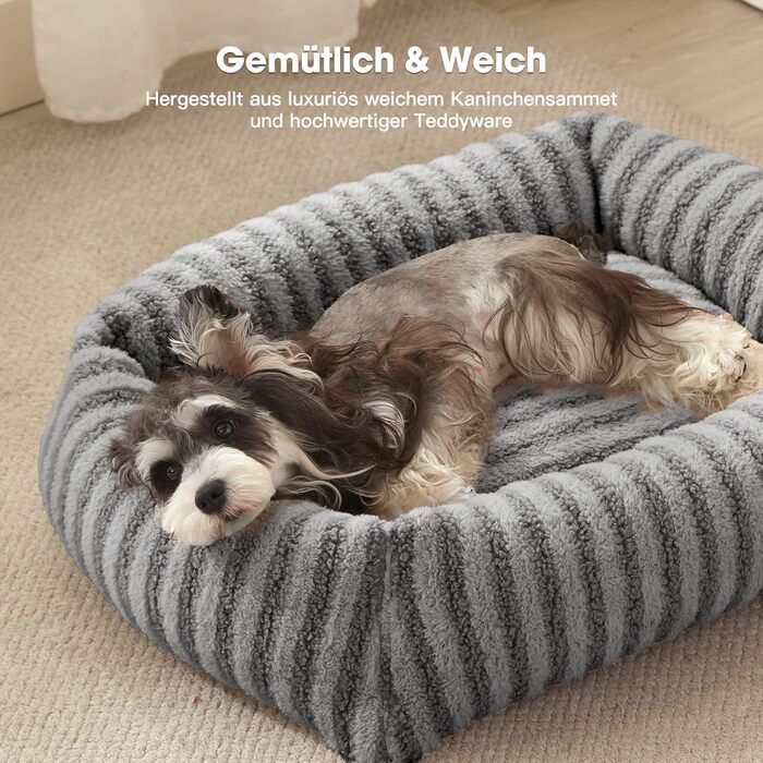 Лежанка для собак середнього розміру, сіра, 64x54x18 см, знімний, зручний, з підвищеними бортиками, з антиковзким покриттям