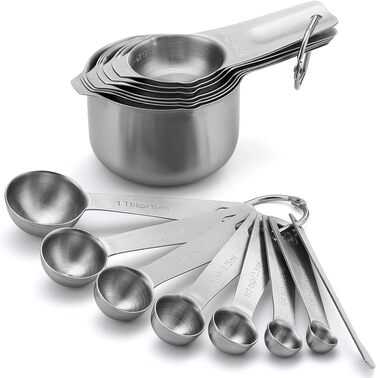 Набір магнітних мірних склянок та ложок Spring Chef (15 шт.), нержавіюча сталь, BPA-free, для випічки та приготування їжі