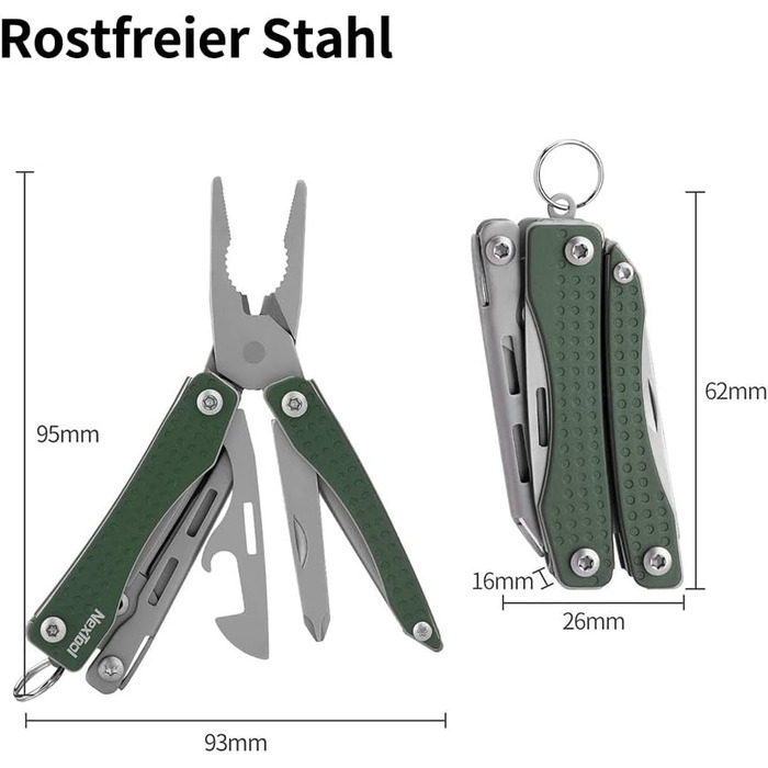 NexTool Mini Flagship Multitool, Mini Multitool 10 IN 1 Multitool Tool with Mini Pocket Knife, Bottle Opener, Scissors, Pliers, Screwdriver, Multifunction Tool for Camping Accessories - (Green)