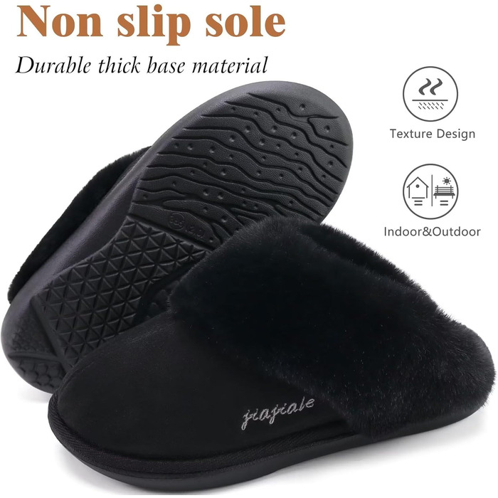 Жіночі домашні тапочки Jiajiale: м'які, теплі, з гумовою підошвою, чорні