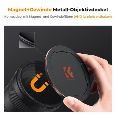 ND фільтр K&F Concept 49mm ND64 (6 Stop) магнітний з кришкою об'єктива, Nano-Xcel