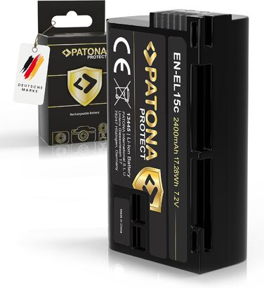 Акумулятор PATONA 2x Protect EN-EL15c 2600mAh + USB-C PD Зарядний пристрій 1500mA для Nikon Z5 Z6 II/III Z7 II Z8 Zf D850 D7500