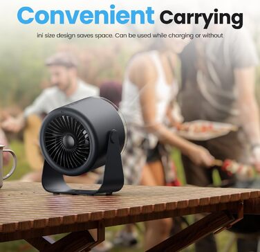 Вентилятор WSKEN з акумулятором - турбо режим, цифровий дисплей, 100 швидкостей, портативний настільний вентилятор, 115° обертання, потужний потік повітря, тиха робота, міні вентилятор для офісу, на вулицю, блакитний/чорний