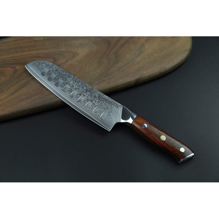 Кухонний ніж Santoku з дамаської сталі 17,6 см, 67 шарів, надгострий, нержавіючий Damaszener DI-серія