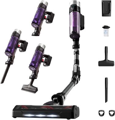 Акумуляторний вертикальний пилосос Rowenta X-Force Flex 9.60 Complete RH2099WO (фіолетовий) з LED-підсвіткою та повним набором насадок, 100 AW