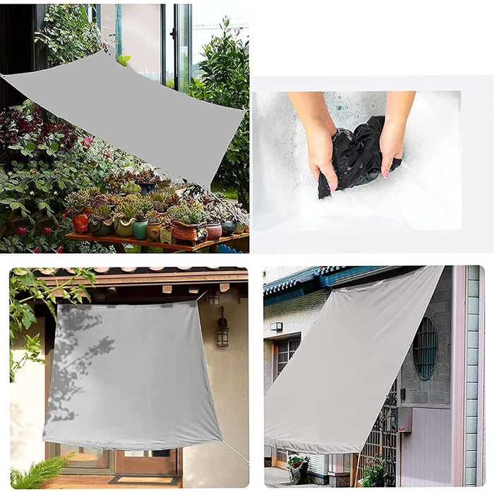 CHBIN Shade Sail for Gazebo Sunset Deluxe 1.5x2M 99% Shade Fabric With Grommets Waterproof SunSail Shade Sail Sun Protection incl. Fixing Ropes For Garden Terrace Balcony, Light Grey, 22073