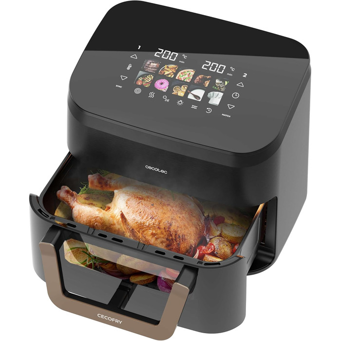 Фритюрниця Cecotec CecoFry Advance Double 9л: цифрова, без масла, з подвійними кошиками та технологією PerfectCook