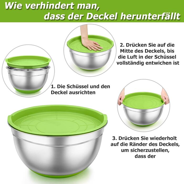 TEAMFAR Mixing Bowl Set, 7-Piece Stainless Steel Bowl Salad Bowl Set with Airtight Lids and Silicone Bottom, Nesting & Dishwasher Safe, 0.7L / 1.2L / 1.5L / 2.5L / 2.8L / 3.5L / 6.5L, assorted colors