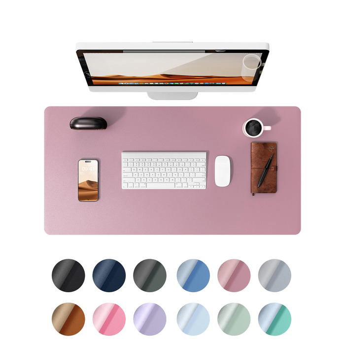 Килимок для миші та столу YSAGi Premium, шкіряний, 90x43 см, фіолетовий (Mauve) для офісу та дому