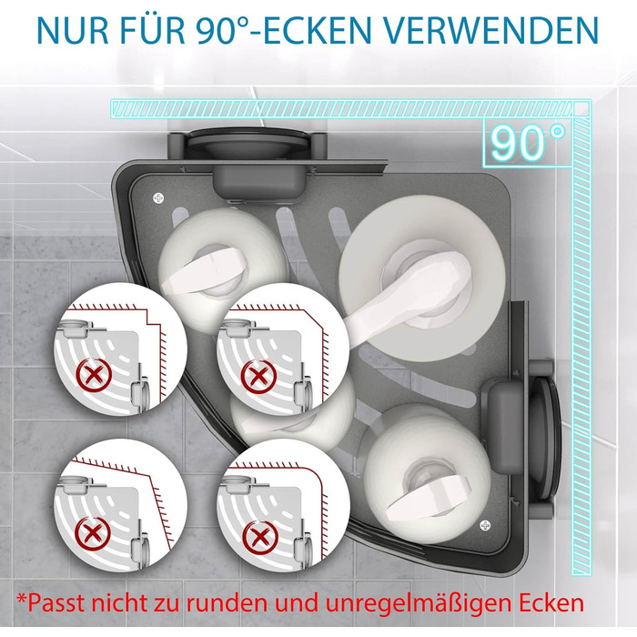 Двомісне куткове поличок для душу без свердління з присосками, водонепроникний органайзер для ванної кімнати, з тримачем для рушників, для шампуню та гелю для душу, чорний матовий (1 шт. сірий кутовий поличок для душу)