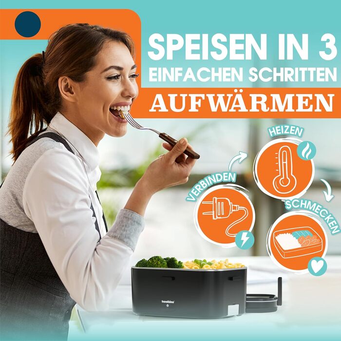 Electric Lunch Box 80W Thermo Lunch Box for Keeping Food Hot, 1.8L Heat Box 3-in-1 Food Warmer, Food Warming Box for 12V/24V/220V, for Work, Car, Truck Electric Lunchbox, Heat Box
