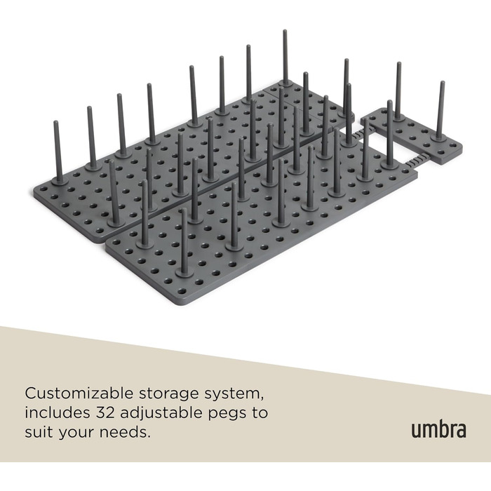 Органайзер для ящиків Umbra Peggy, набір 2 шт, антрацит, 45x30x10 см – система зберігання для каструль, кришок, контейнерів, кухонних шаф