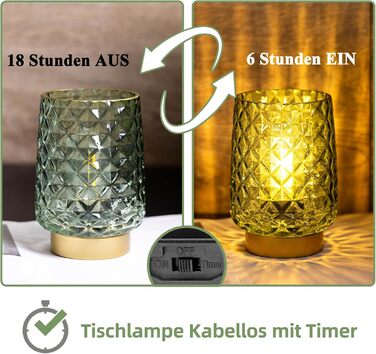 LED настільна лампа MJ PREMIER: акумуляторна, сенсорне керування, регулювання яскравості, скло, USB зарядка, аварійне освітлення (зелена)