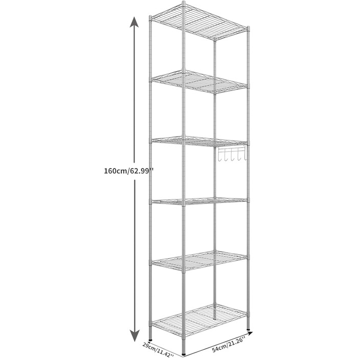 Himimi Regal - 54 x 29 x 160cm Metal Wire Shelf Unit