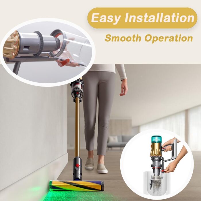 Dyson V10 & V12 Dust Bin Replacement - Large Capacity Container Accessory for Dyson V10 Absolute/Animal/Slim (Part No. 969509-01)