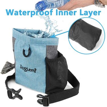 Футляр для ласощів для собак Leckerlibeutel з магнітною застібкою, регульованим шнурком та відділенням для відходів, водонепроникний, для тренувань та виховання (Блакитний)