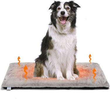 Nobleza Самогріюча килимок для собак і котів, тепла підстилка для домашніх тварин на зиму, килимок для собак з Memory Foam, знімний, м'який плюшевий чохол, сірий, 61x46x4 см (L 91 x W 58 x H 4 см)