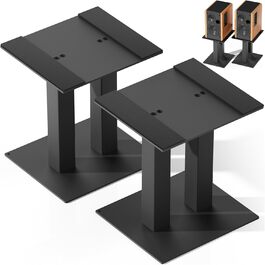 Підставка для аудіо колонки настільна, 25 см, метал, чорна, пара, з антиковзкими гумовими смужками, 21 x 24 x 25 см