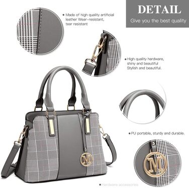 Сумка жіноча Miss Lulu середнього розміру з PU шкіри: сумка-шопер, сумка на плече для роботи, подорожей, бізнесу, сіра