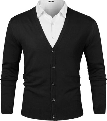 Чоловічий кардиган iClosam з V-подібним вирізом: легкий, стильний, чорний, розмір M