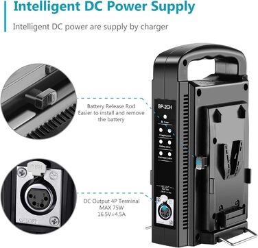 Зарядний пристрій Neewer з 2 каналами V-Mount/V Lock, DC 16,5V, для камер та освітлення