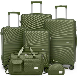 Набір валіз Joyway 6шт з жорстким корпусом, легкий, з 4 колесами та TSA-замком. Включає багатофункціональну сумку та косметичку. Колір: зелений