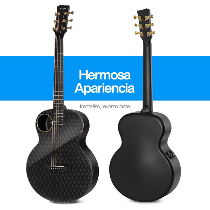 Електроакустична гітара Enya X4 Pro Mini 3/4 - Початковий набір для дітей та дорослих з підсилювачем Smart AcousticPlus, чорний колір