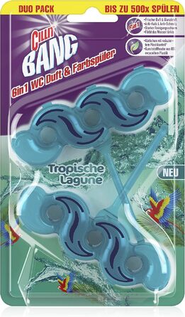 Рідина для унітазу Cillit Bang WC Steine, очищувач від бруду та вапняного нальоту з ароматом Tropical Lagune, бірюзовий, 12 шт (6 x 2 шт)