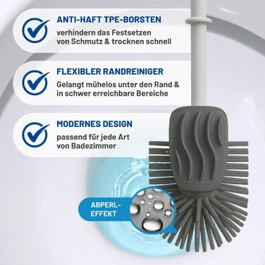Набір для туалету Rival Recycling з щіткою для обідка унітазу – ергономічна щітка для унітазу з перероблених матеріалів, для швидкого та ретельного очищення, з тримачем (білий, Meiler)