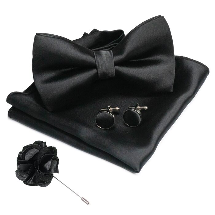 Метелик для чоловіків JEMYGINS з краваткою-бабочкою та нагрудною хустиною (чорний, 6 штук)