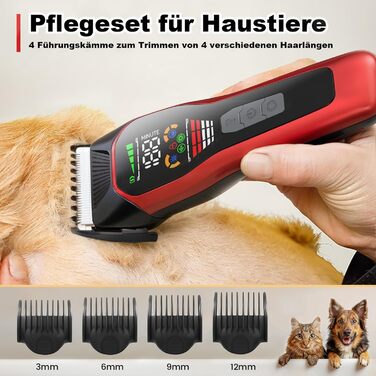 Професійна машинка для стрижки собак та котів з USB-C зарядкою, 2 швидкості, бездротова, для довгого, густого, сплутаного та кучерявого хутра