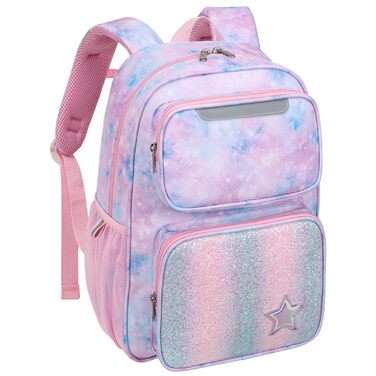 Рюкзак дитячий Bagseri для дівчинки 15л, рожевий Tie-dye: легкий шкільний рюкзак для дошкільнят та 1-2 класу з нагрудним ременем та ізотермічним відділенням, формат A4