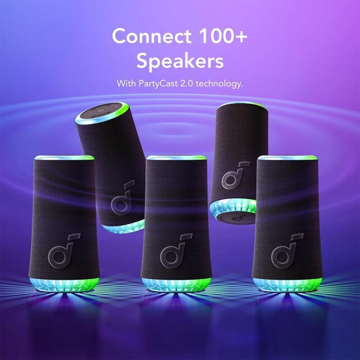 Soundcore Glow - портативна колонка з підсвічуванням, 30W, 360° звук, IP67, 18 годин, EQ, для дому, саду, вечірок