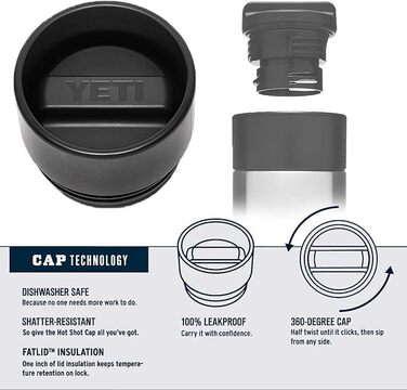 YETI Rambler Bottle with HotShot Lid, 18 oz (532 ml) (White)