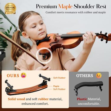 Скрипка CAHAYA з масиву дерева 4/4 матова, ручної роботи: повний набір для початківців, дорослих, учнів та дітей 12 років - скрипка з масиву дерева, футляр, підставка для плеча, тюнер, колінь