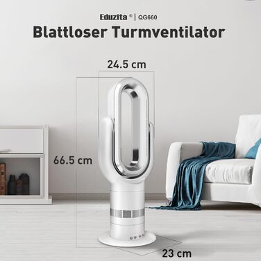 Безлопатевий вентилятор-нагрівач 2-в-1 TP18Pro: 10 режимів охолодження, 3 - обігріву, дистанційне та сенсорне керування, тихий DC-двигун