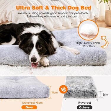 Nobleza Dog Bed for Large Dogs, Washable, Super Soft and Fluffy Anti-Anxiety High-Quality Plush Dog Bed with Non-Slip Bottom, Dog Cushion, Dog Mat, 110x73x10 cm, XL