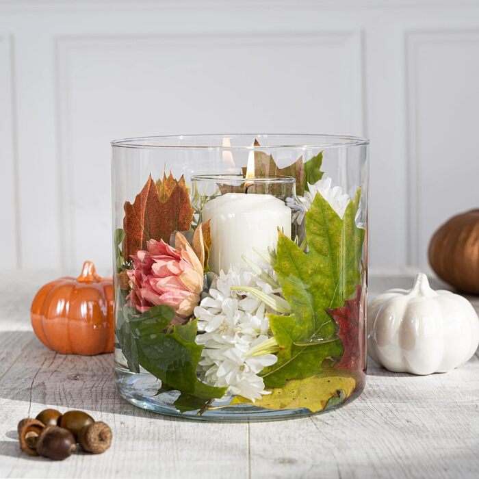 TREND Home Deko-Glass Containers 19 cm Cylinder Vase Flower Vase Candle Holder Stump Candles Candle Holders Glass Vase Floor Vase Large Decoration Wedding Transparent | Ø 19 cm | 4848 ml | Naida
