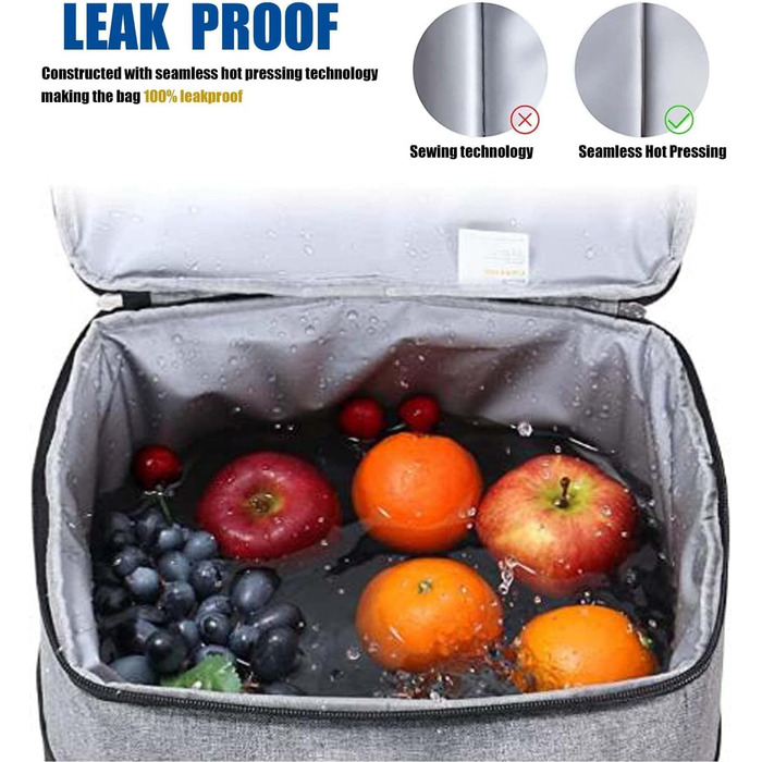 Рюкзак-холодильник HEQUN 23L: Ізольований рюкзак для пікніків, пляжу, подорожей та роботи. Сірий колір.