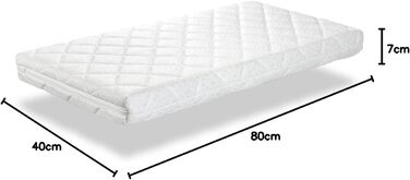 Дитячий матрац DORMISSIMO Baby Star 80x40 см, висота 7 см, з вологостійким покриттям та повітряними каналами, для приставного ліжка і колиски