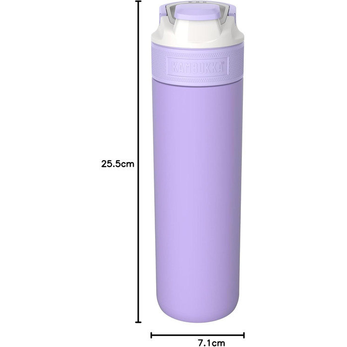 Kambukka Stainless Steel Water Bottle - Insulated Thermos with Snapclean Lid - Dishwasher Safe, Easy Grip (600ml, Digital Lavender)
