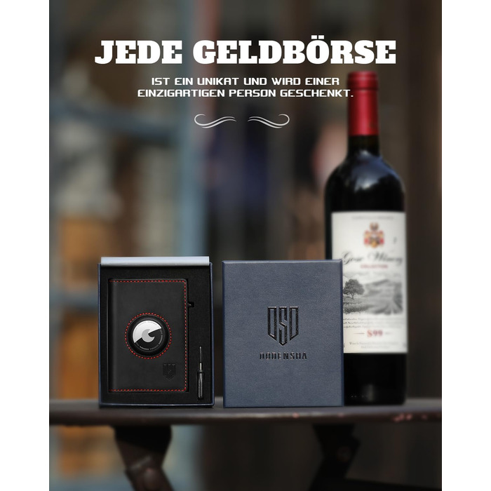 Портмоне Dodenša MagSnap для чоловіків з RFID захистом, відділенням для AirTag, картхолдером та відділенням для монет (Чорний/Червоний)