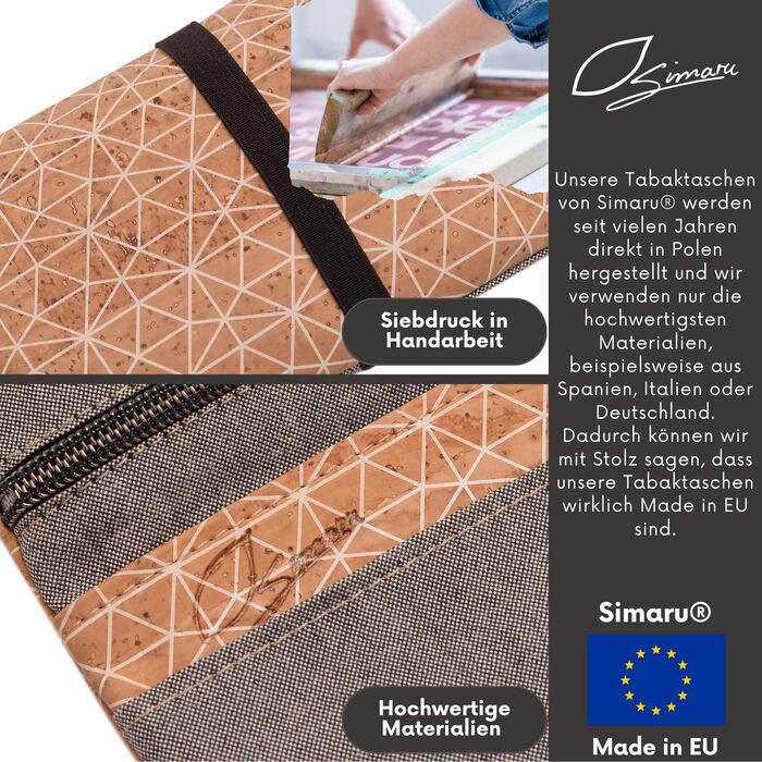 Тютюнова сумка SIMARU 'Metrisch' для 30 г, з відділеннями для фільтрів, паперу та запальнички, тютюнова сумка для жінок і чоловіків, сіро-бежевий
